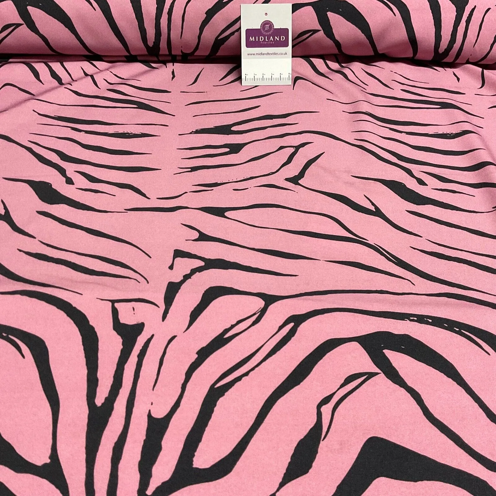 Zebra Animal Printed  peach crepe dress fabric sold by the meter M1942